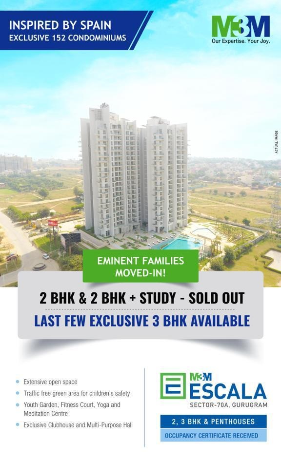 Occupancy Certificate received for M3M Escala at Sector 70A, Gurgaon